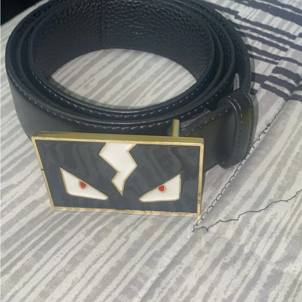 Fendi Black Leather Belt with Iconic Buckle